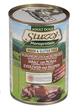 Stuzzy, Cibo Umido per Cani Adulti al Cinghiale, Monoproteico in Patè (6 Lattine da 400g)