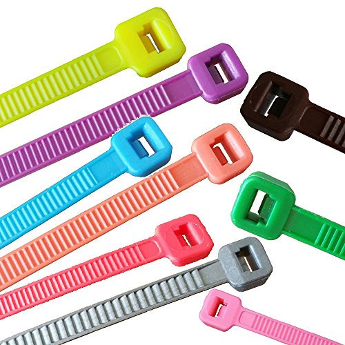 netproshop 100 Stück Kabelbinder in verschiedene Längen und Farben, Farbe:Braun, Größe:370 x 7.6 mm
