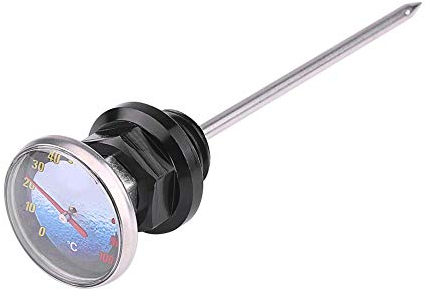 Varilla de medición de aceite, varilla medidora de nivel de aceite de aleación de aluminio con termómetro para moto de (Negro)