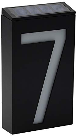 Lampada da parete a 6 LED a energia solare, per illuminazione della porta, con numero civico, impermeabile, 7