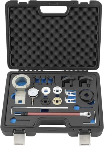 TECPO Motor-Einstellwerkzeug Satz für 1.8, 2.0 TSI TFSI Motoren, Steuerzeiten einstellen & Steuerkette wechseln, kompatibel mit vielen Audi & VW Motoren, inkl. Kurbelwellen- & Nockenwellen-Werkzeuge