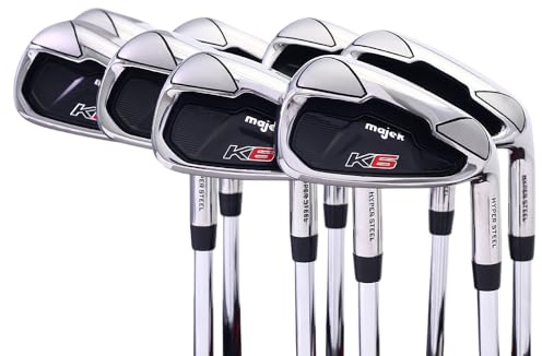 Majek K6 Juego de hierro + 5 cm sobre XL grande y alto juego de 8 piezas para hombre (4 PW, SW), eje de acero para diestros Regular Flex R Flex Club (Tall 6 pies + + + 2 pulgadas más) con agarre de