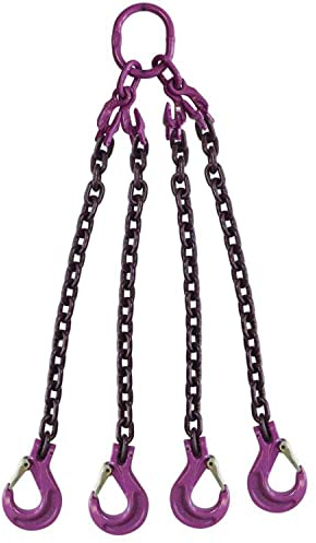 US Cargo Control Chain Sling 1/2 x 5', Adjustable 4 Leg Lifting Chains with Sling Hooks, 39,000 LBS Working Load Limit, Grade 100 Alloy Steel, Overhead Heavy Duty Chain Slings for Lifting
