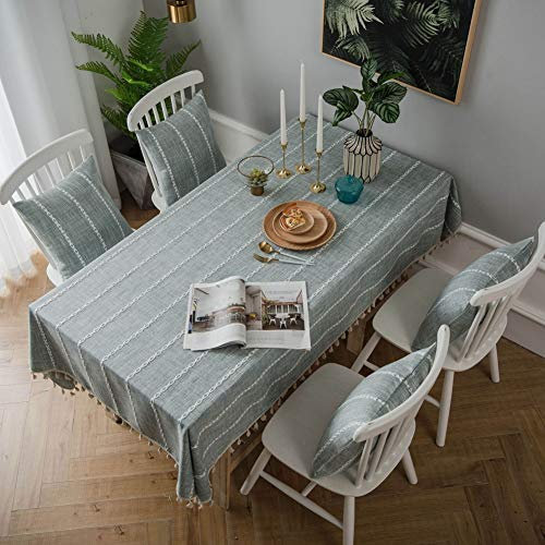 Tovaglia, Di Stile Moderno Minimalista Luce Quadrato Grigio Verde Tovaglia Bianca Maglia Linea Fiocco Tavolo Esterno Coperta Di Stoffa, Pulire Grande Tovaglia, Usato Per Il Tavolo Da Cucina Tavola De