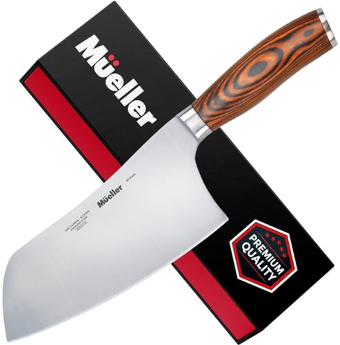 Mueller Cleaver Knife 7 Inch, Ultra Sharp German High Carbon Steel Vegetable Meat Cleaver, Multifunction Chopper Butcher Knife for Home Kitchen and Restaurant