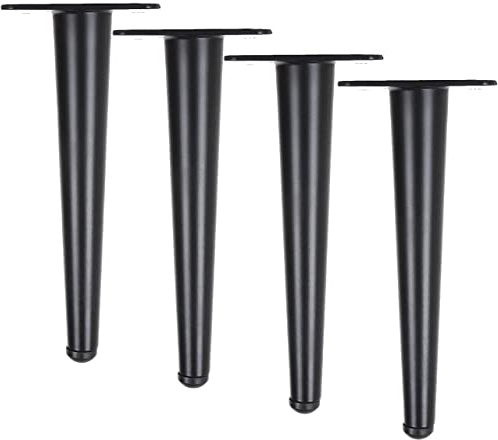 Btowin 12 Inch / 30cm Metal Furniture Leg,4Pcs Modern Straight Tapered Furniture Feet,Black Heavy Duty Sofa Legs Cabinet Leg Brushed Nickel Finish for TV Stand Cabinet Couch Dresser Table Bed