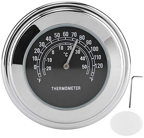 Qiilu Termómetro para Manillar de Motocicleta, 1 pulg. 7/8 pulg. Termómetro para Montaje en Manillar -20 ℃ - 50 ℃ Dial de medición Resistente a la Intemperie para Motocicleta(Black)