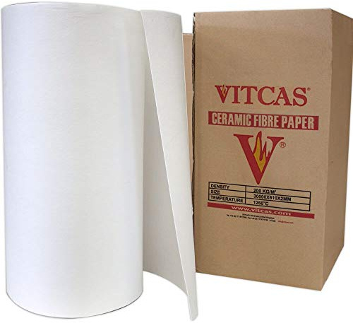 VITCAS 1260°C 1mm Ceramic Fibre Blanket -heat resistant- alumina and silica fibres- flexible and uniform sheet - heat storage - low heat conductivity