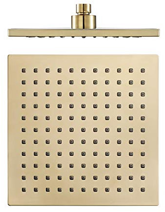 Kopfbrause Quadratisch Gold Regenbrause ABS Regenduschkopf, Einbauduschköpfe Anti Kalk Duschkopf Luxus Regendusche, G1/2,Brushed Gold