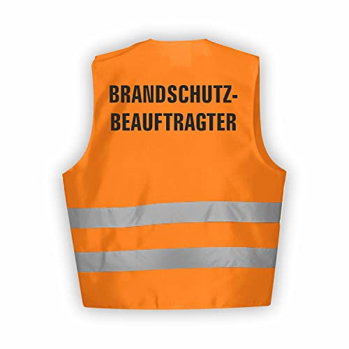Fassbender-Druck WARNWESTEN - Sicherheitsweste ORANGE Warnweste nach EN ISO 20471 zertifiziert - Warn Weste BRANDSCHUTZBEAUFTRAGTER mit Reflektorstreifen (ORANGE I XL/XXL I 5er Set)