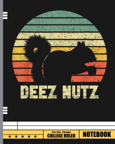 Deez Nuts Nutcracker Squirrel Notebook: Gift for Squirrel Lover & breeder. Wide Ruled Blank Lined paper. Journal, Diary, Notepad, Note