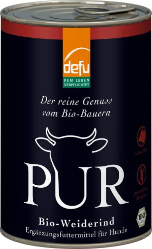 defu Hundefutter | 12 x 400 g | PUR Bio Weiderind | Premium Bio Nassfutter | Ergänzungsfuttermittel für Hunde