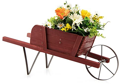 HAPPYGRILL Wheelbarrow Wagon Plant with Movable Wheel