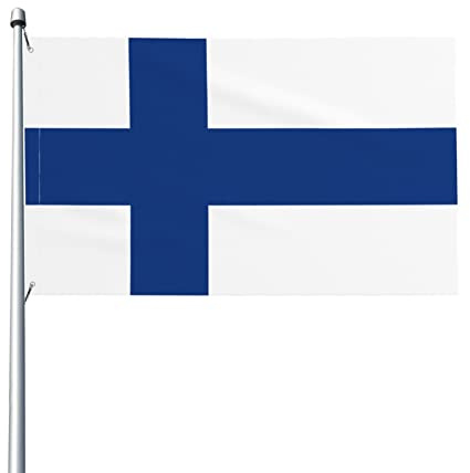 Bandiera della Finlandia Bandiera 3X5 Ft - Resistente allo sbiadimento UV - Bandiera da giardino Bandiera da esterno con occhielli