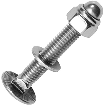 Techtanium® Schlossschrauben M5 x 40/40 mm inkl. Hutmuttern und Unterlegscheiben M5 aus Edelstahl A2 (5 Stück) | Schrauben | Muttern | U-Scheiben | DIN 603 & DIN 986 & DIN 125