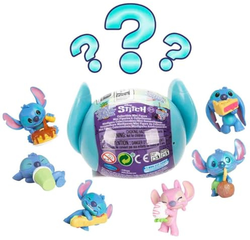 Famosa Magische Stitch Capsule Minifiguren, Überraschungskugeln mit verschiedenen Disney-Stitch-Minifiguren, bis zu 12 Verschiedene Modelle, 1 seltene Figur, zufälliges Modell (TTC01000)