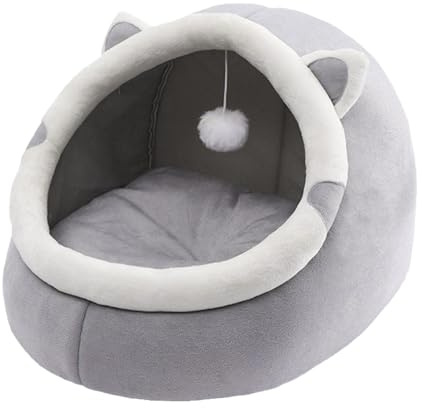 Teksome Linda Cama para Gatos,Cama para Dormir para Cachorros | Casa para Dormir con Almohadilla extraíble y Bola Piel para Gatos para Pasillo y jardín