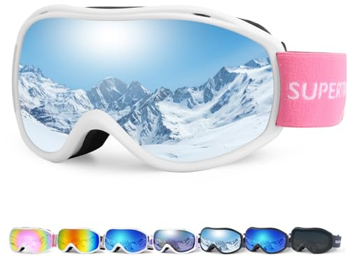 Supertrip Skibril voor volwassenen, anti-condensación, uniseks, snowboardbril voor glassdragers, skibril, protección UV, gafas de nieve, espejo esférico, casco compatible para hombres, damas y jóvenes