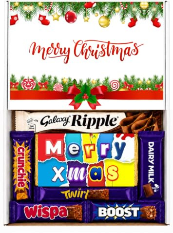 MERRY XMAS Chocolate Hamper, Gift for Christmas, Merry Xmas Chocolate LetterBox Present, Gift For All, Christmas