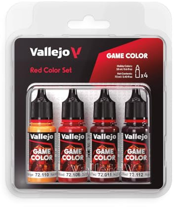 Farb-Set Rot, 4X 18 ml | Acrylspiel-Farbset zum Malen von Fantasy-, historischen und Wargaming-Miniaturen, BSL System