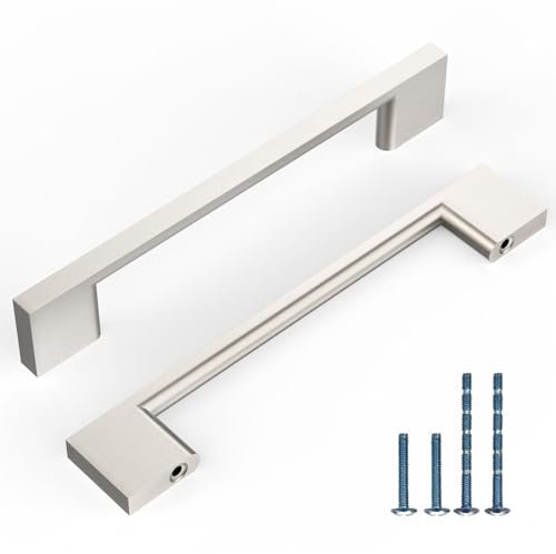 Coinkoly 10 Stück Möbelgriffe Gebürsteter Nickel 128 mm Lochabstand Möbelgriffe Griffe Schrankgriffe Küchengriffe Schubladengriffe Kleiderschrank Türgriffe CK-EU0016