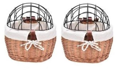 1/4 Rattankorb – Haustier-Weidenkorb, Outdoor-Tierkorb, handgefertigter gewebter Tierkorb mit stabilem Weidengeflecht, abnehmbare Hundetrage für Katzen und Hunde, 30,5 x 25,4 x 30,5 cm,