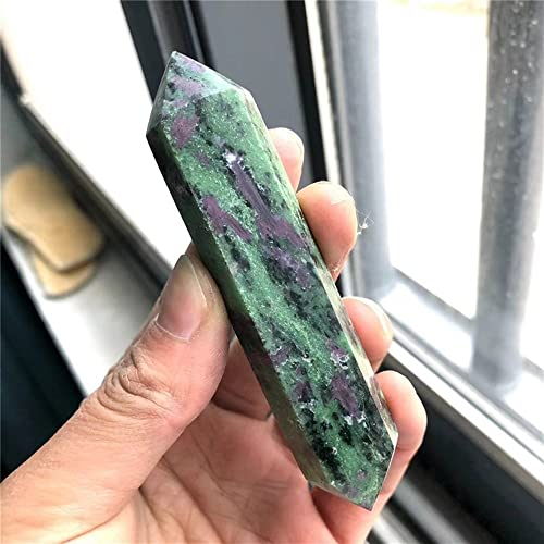 EKFBQBGW Raumdekoration Natural Magic 1Pc Natural Ruby Ziosite Crystal Double Terminated Point Hexagonal Prism Column Quartz Wand Handcraft Decoration