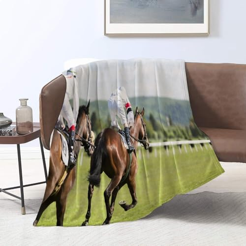 Kuscheldecke Flauschig Pferde-Reiten 3D Decke 180x200 Pferd Wohndecke Sport Weich und Warme Flanell Fleecedecke für Sofadecke Couchdecke Tagesdecke 3791m