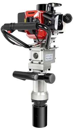 HOARLICN 2-Takt Benzin Motor Pfahlramme, 32,6cc Benzinbetriebener Hand Rammer Bis Zu 1200-2200r/Min Pfahlmaschine 1.2ps T Pfosten Fahrer Geeignet Für Eine Reihe Von Pfahlbauprojekten