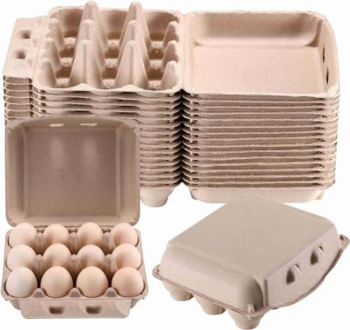 Poreids 30 Pack Egg Cartons Bulk - 3×4 Style Reusable Cardboard Cartons 12 Count, Dozen Chicken Egg Crates