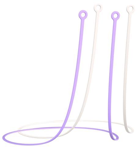 DOB SECHS Link Safety Connector Cord for Earplugs, Safety Silicone Lanyard (No Earplugs) (White-1 Pieces，Purple-1 Pieces)