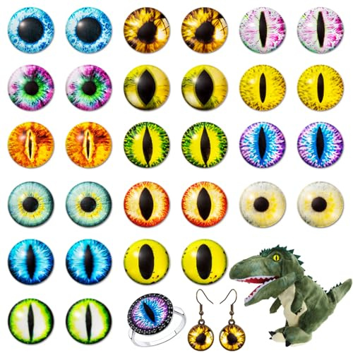 JSRQT Ojos de Seguridad de Colores Halloween Decor Ojos de Dragón Estilo Mixto Juguete Ojos de Vidrio Kit Artesanías Ojos Dragon Eyes Ojos Manualidades Hecho a Mano Ojos de Muñeca de Cristal 30 Piezas
