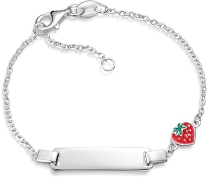SILBERKETTEN STORE DEIN SCHMUCK ONLINE SHOP Kinder/Baby Gravur-Armband Erbse 1,5mm mit Erdbeere |inklusive Gravur | echt 925 Silber