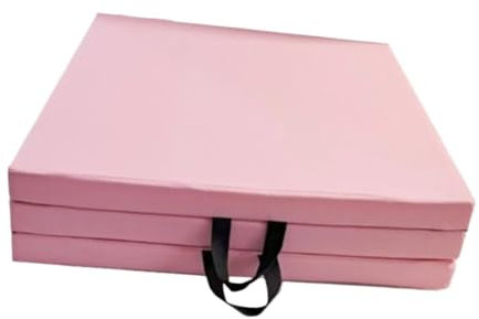 Fällbara gymnastikmattor hopfällbara gymnastikmattor fitnessmatta vikbar stretchdyna träning 5 cm tjock halkfri gymnastikmatta (rosa)