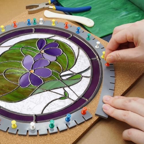 Layout Block System for Stained Glass Panels, Free to Bend, Heat Resistant Silicone, 12 Pcs 12 Stained Glass Supplies and Tools to Fix Glass