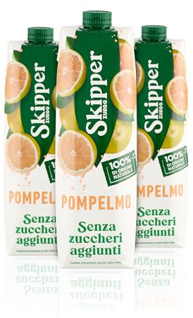 Zuegg Skipper Succo di Frutta Pompelmo Senza Zuccheri Aggiunti, Bevanda a Base di Succo di Pompelmo, Senza Glutine - 55% Frutta, 100% Ingredienti di Origine Naturale (3x1L)