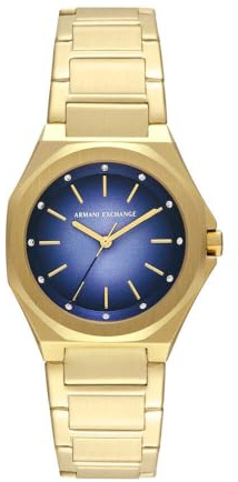 Armani Exchange Watch for Women, Quarz-Dreizeigerwerk und 34 mm Gehäusegröße mit Edelstahl- oder Lederarmband