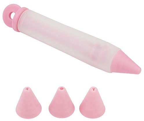 Dessert Decorating Pen, 2Pcs Cake Decorating Syringe Cylinder Chocolate Cake Decoration Tool with 4 Heads for Bakery Kitchen (Pink)