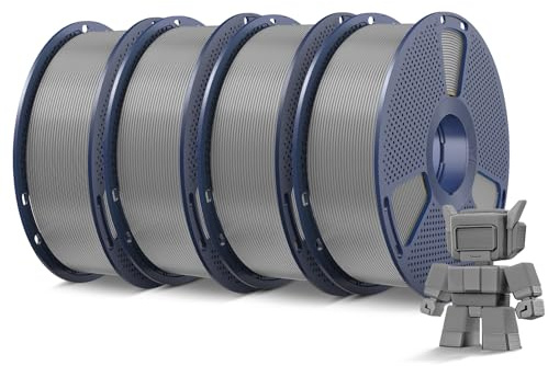SUNLU 4KG Hohe Geschwindigkeit PLA Filament 1.75mm, PLA Grau x 4 | Rapid HS-PLA 4-Pack, 3D Drucker PLA Filament mit Hoher Fließfähigkeit, Entwickelt für Schnelles 3D Drucken