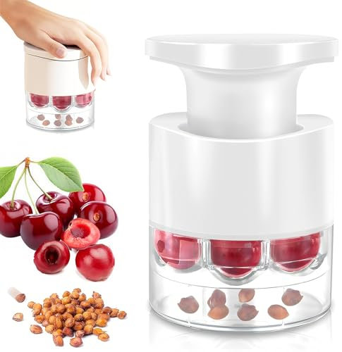 Dénoyauteur à Cerises, Nouveau Grande Capacité Dénoyautage avec 7 Dénoyauteurs pour Cerises Rouge pour la Séparation Propre de la Chair et du Noyau