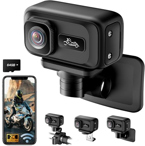 SecuraLen Camera Moto, WiFi 2K & Grand Angle 120° Camera Sport, Verrouillage en Cas de Collision avec Capteur G Action Cam, Norme IP65 pour Motos, Sports de Plein Air