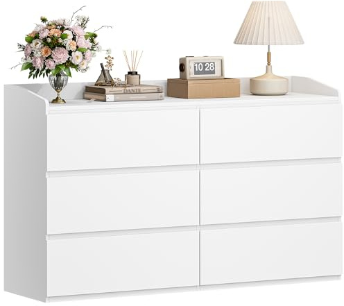 Hzuaneri Commode 40x138x84cm,6 tiroirs rambarde Blanc