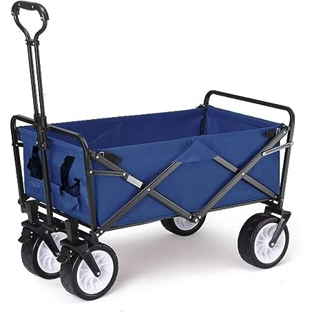 Chariot de jardin robuste – Chariot pliable portable avec 4 roues pour le camping, la plage, le jardinage et l'utilisation utilitaire – Solution de transport durable et polyvalente
