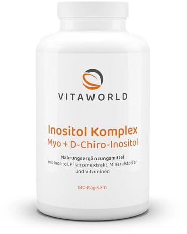 vitaworld Inositol Komplex für Frauen – 180 vegane Kapseln | Myo- & D-Chiro-Inositol, Mönchspfeffer, Safran, Ginkgo, Vitamin B6, D3, K2, Zink & Magnesium, für hormonelle Balance & Zyklus