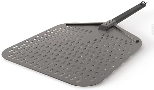 12-Inch Perforated Pizza Peel – Professional Rectangular Pizza Paddle, Hard Anodized Aluminum Pizza Oven Peel with 12x14 Inch Blade & Long Handle for Baking, Turning & Serving