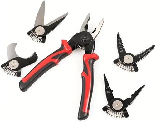 JF HOME BLISS 5-in-1 Multifunctional Pliers Set with Interchangeable Heads – 8″ Electrician Pliers Tool Kit with Wire Stripper, Crimper, Cutter & Storage Case, Professional Hand Tools Plier Sets
