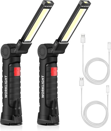 2 Pack LED Rechargeable Torch-Work Light Standard Torches Inspection Lamp