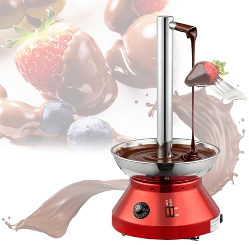 Máquina eléctrica for Fondue de Chocolate, Modelo de Grifo con Cascada de Chocolate y raspador, Calentador de Acero Inoxidable for Fondue de Chocolate, Ideal for cafeterías, hoteles y Bodas.