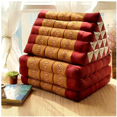 Colchón tailandés de suelo – Asiento de meditación plegable con cojín triangular, cama de invitados rellena de kapok, futón multiusos para mayor comodidad y relajación
