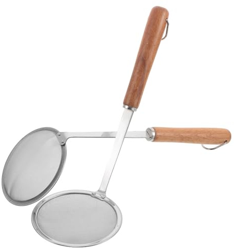 HOMOCONO Set 2 Pezzi Schiumarola in Acciaio Inossidabile Argento, Strumento Versatile per Filtraggio Olio e Brodo, per Pasta e Cucina